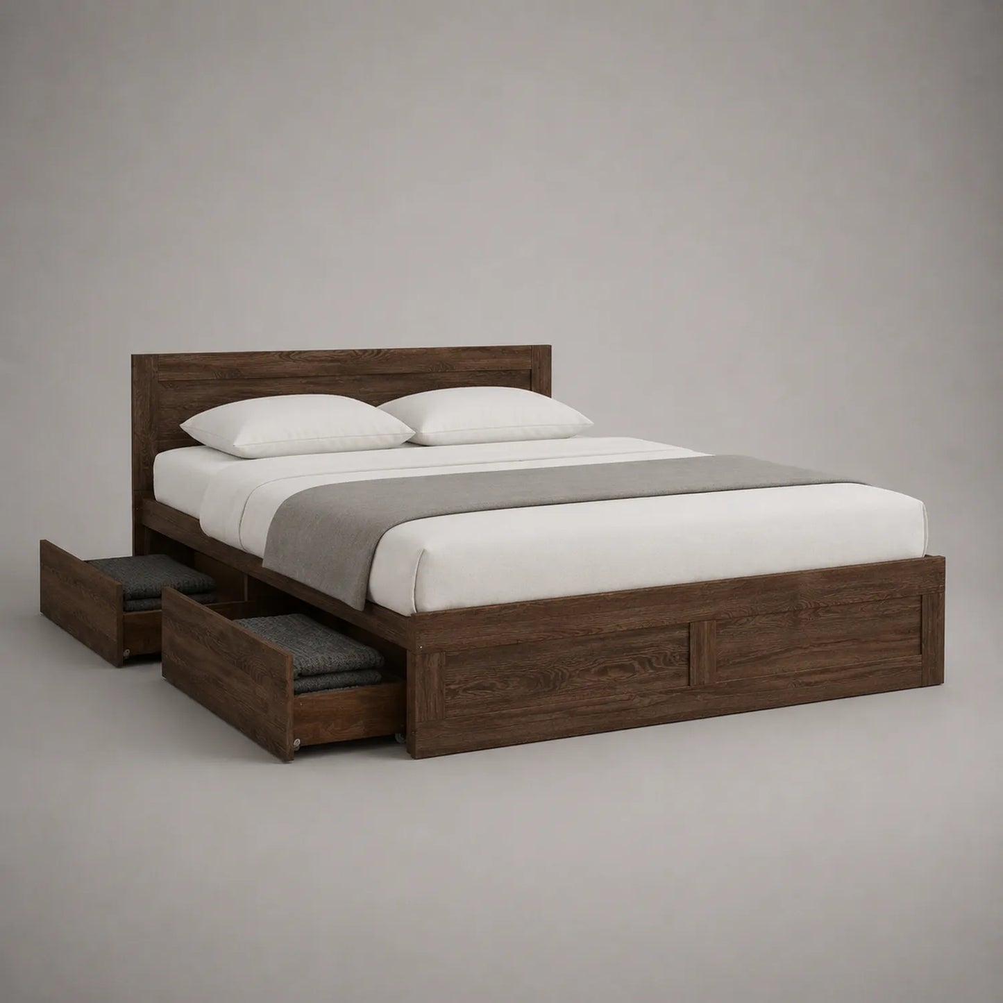 Holz Doppelbett mit Stauraum Dunkelbraun 200x160 cm