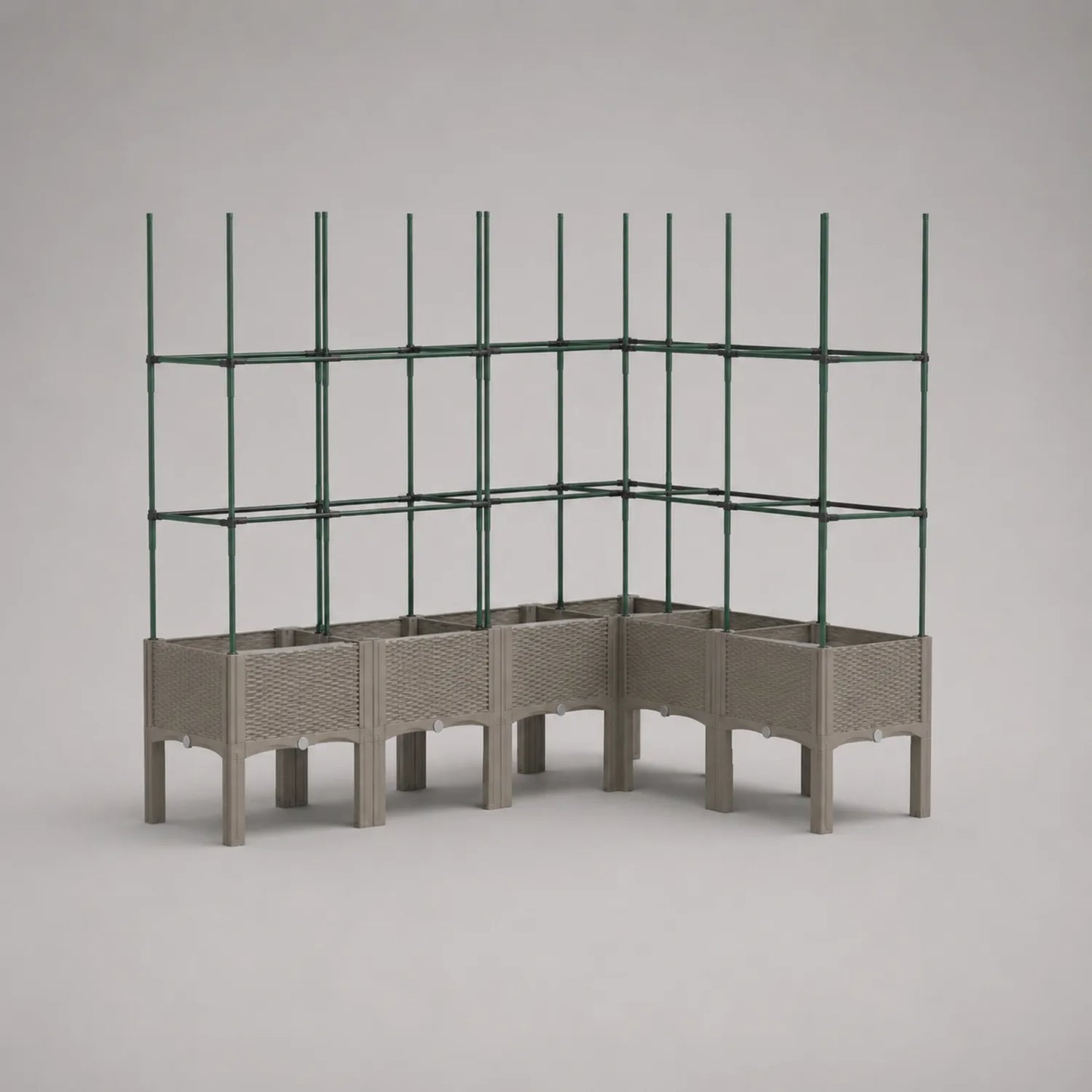 Kunststoff Garten Pflanzkasten Set mit Rankgitter 190x78x150 cm Polypropylen Grau/Grün
