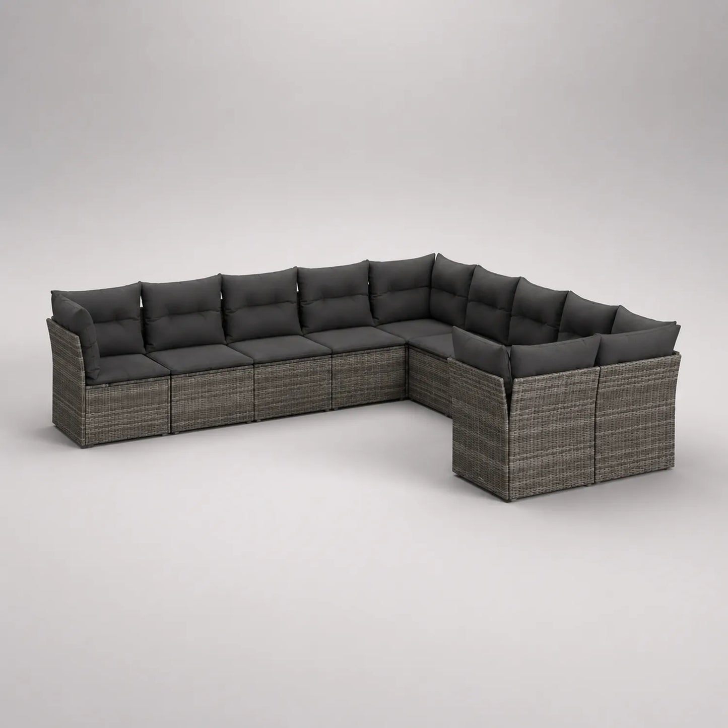 7-teiliges Outdoor Ecksofa Set Polyrattan Dunkelgrau mit Kissen