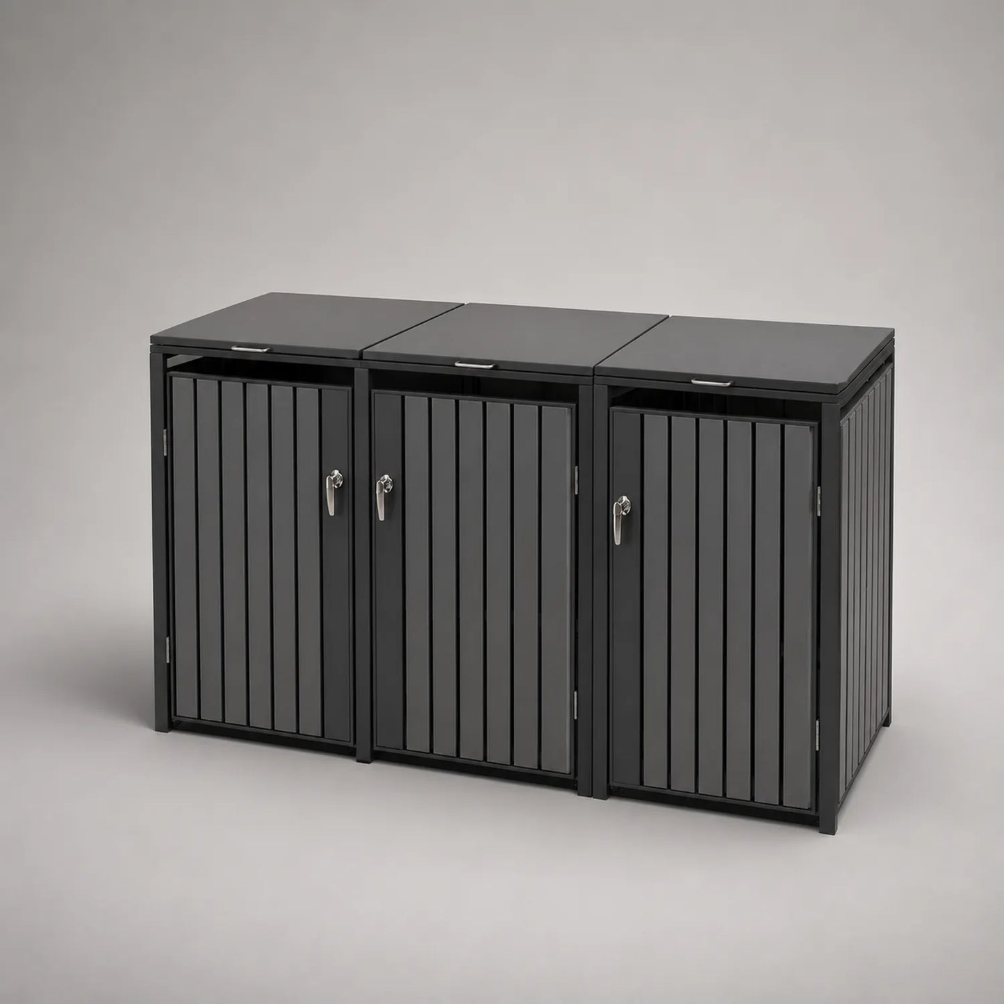Metall-Mülltonnenbox, 3-Fach, Anthrazit, 198x106x77 cm