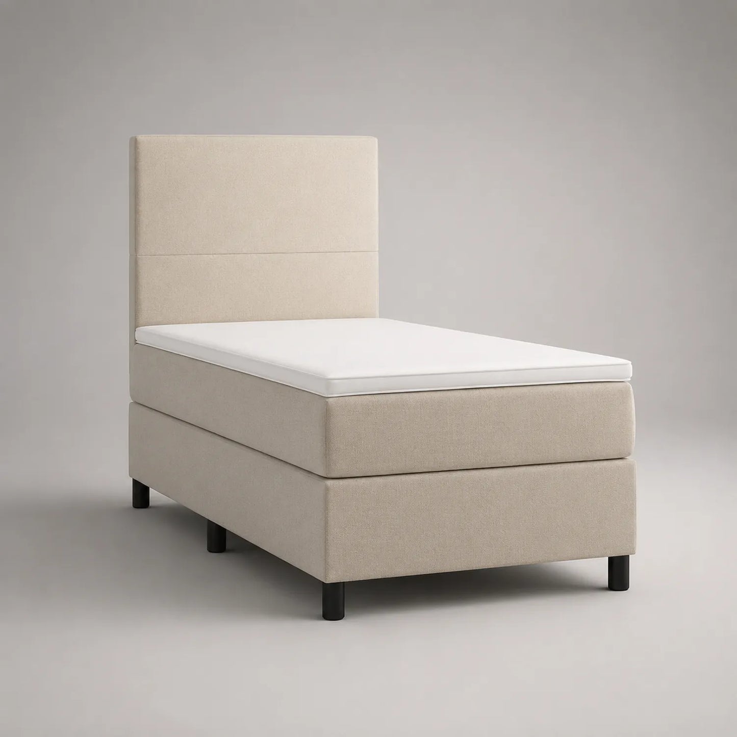 Einzelbett aus Holz mit Stoffbezug 200x90 cm