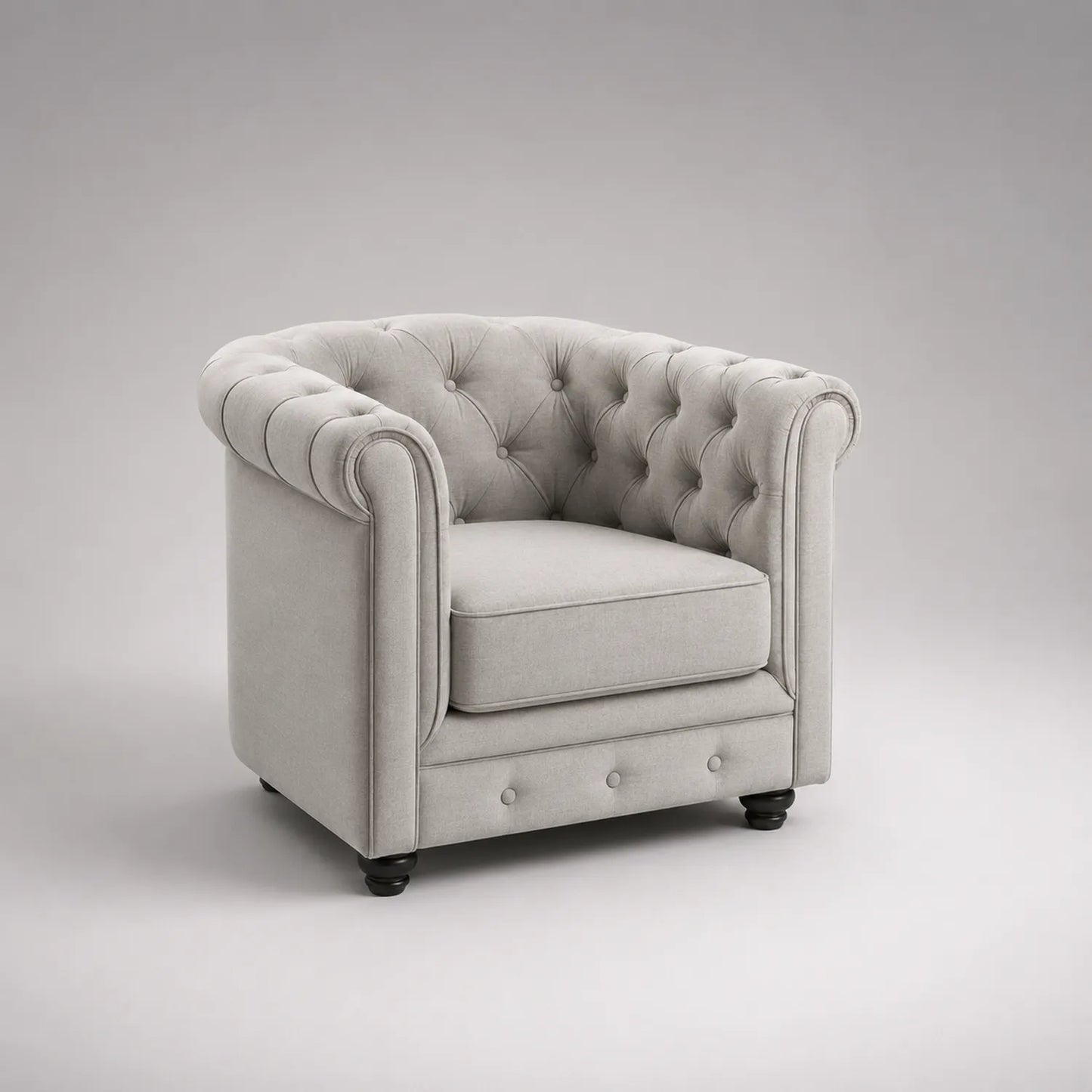Polster Chesterfield Sessel Hellgrau 85cm