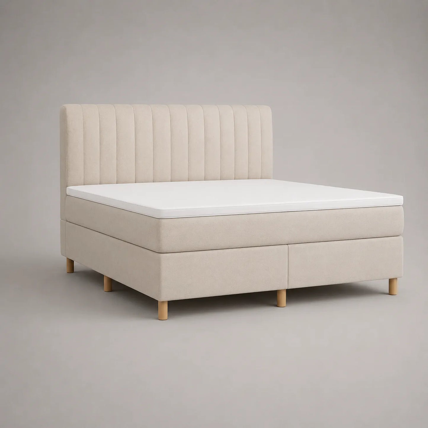 Polsterbett mit Massivholzbeinen 200x180cm Beige
