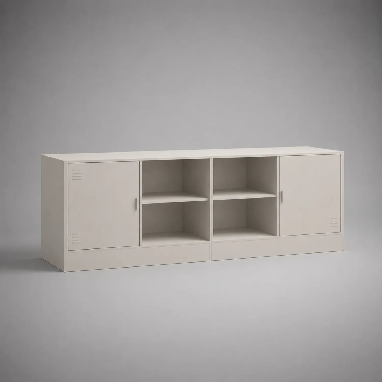 TV-Bank mit Türen und Regalfächern aus Metall Beige 180x40x50 cm