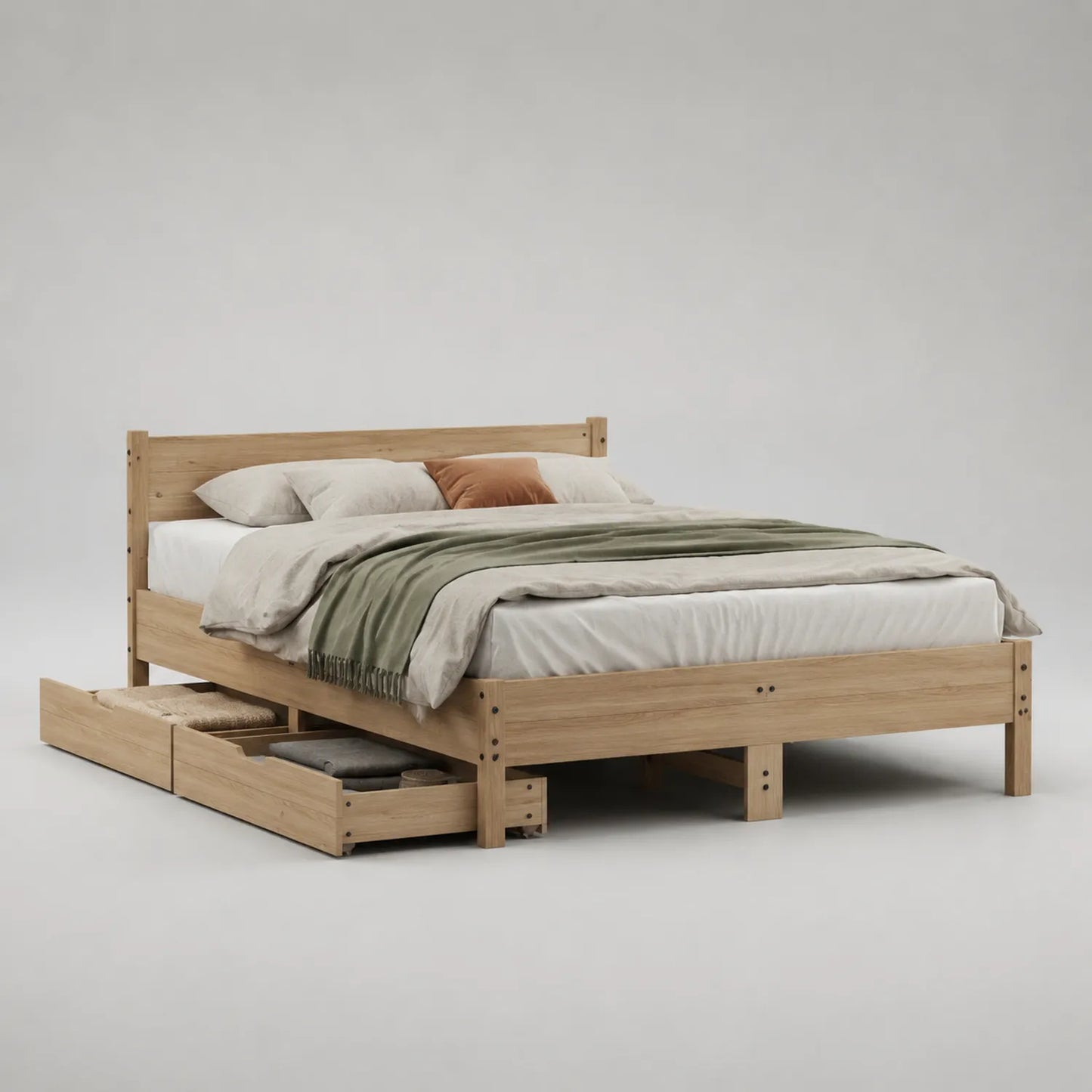 Holzbett aus Kiefer mit Stauraum, 200x160 cm, Natur