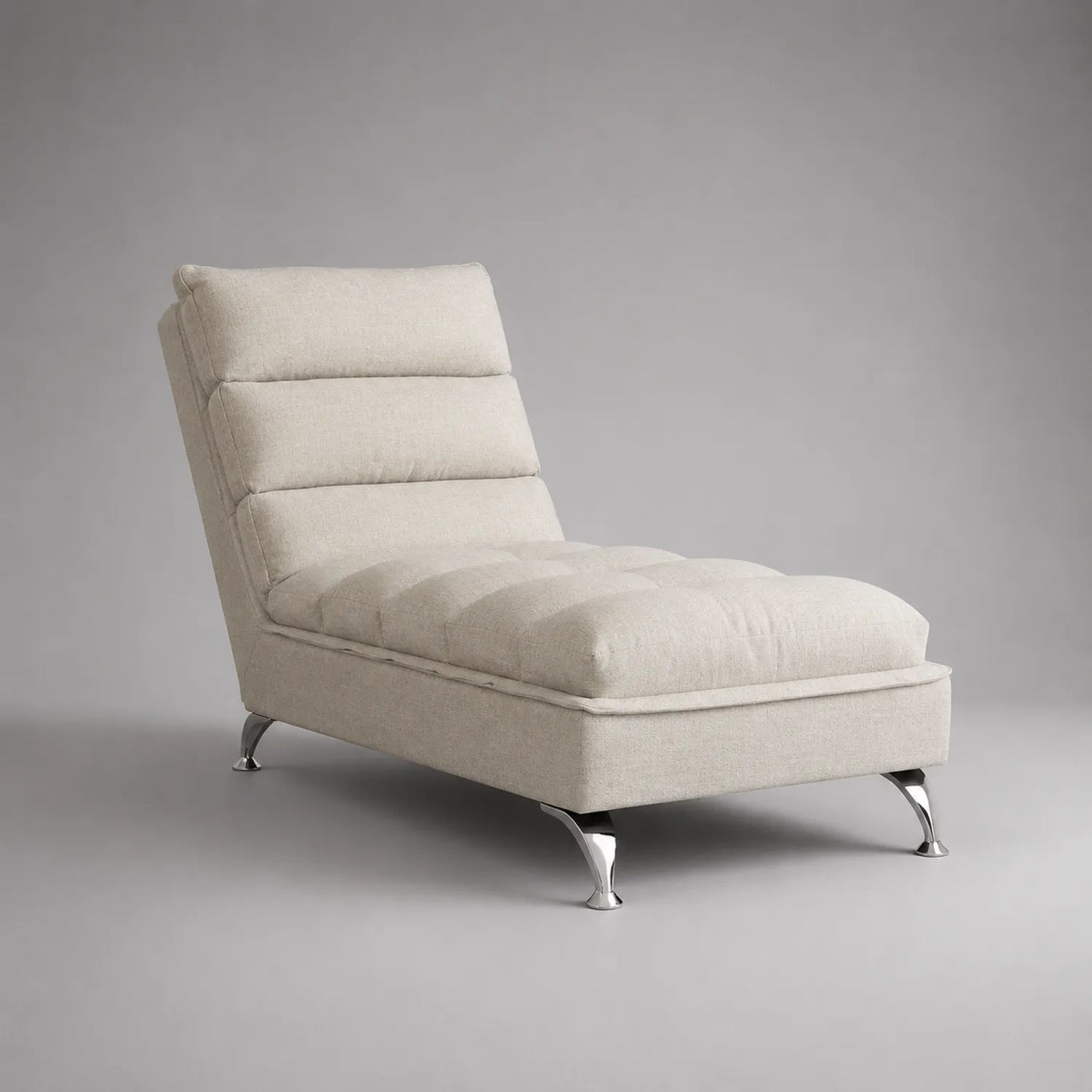 Chaiselongue Leinen Beige mit Metallbeinen