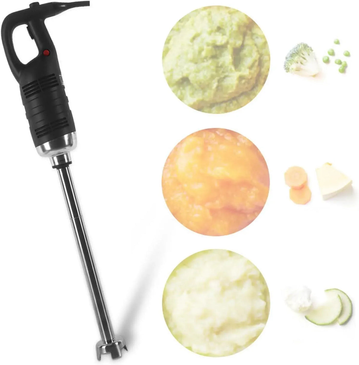 ideal zum Mixen von Suppen und Saucen, für Gewerblicher elektrischer Stabmixer inklusive Variabler Geschwindigkeit und Sicherheitsverriegelung