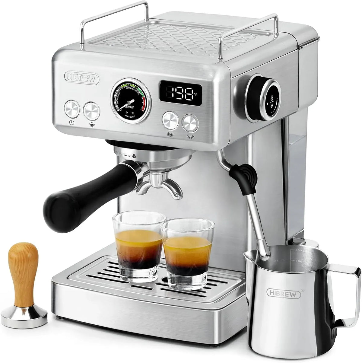 Espressomaschine, HIBREW H10A, Edelstahl, Kaffeemaschine für Espresso, Espressomaschine 58mm Edelstahl 20 bar