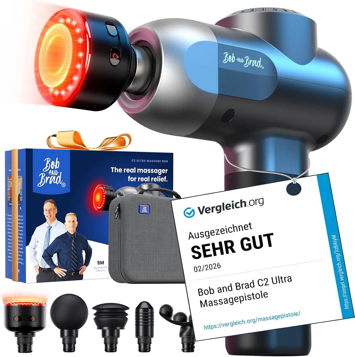Massagepistole, Massagegerät, Muskelmassagegerät, tragbar, Wärmefunktion, für Zuhause, BOB AND