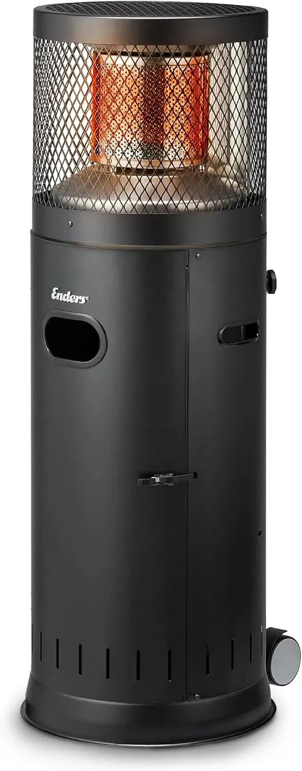 3-6kW Terrassenstrahler, Gas-Heizstrahler, Terrassenheizer, 6 kW, Edelstahl, Wärmefunktion, Schwarz