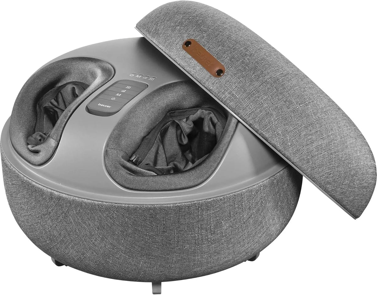 FM 120 2-in-1 High-Quality Textile, Shiatsu Foot Massager and Modern Stool, Soothing Air Compression Massage for Relaxation and Regeneration with