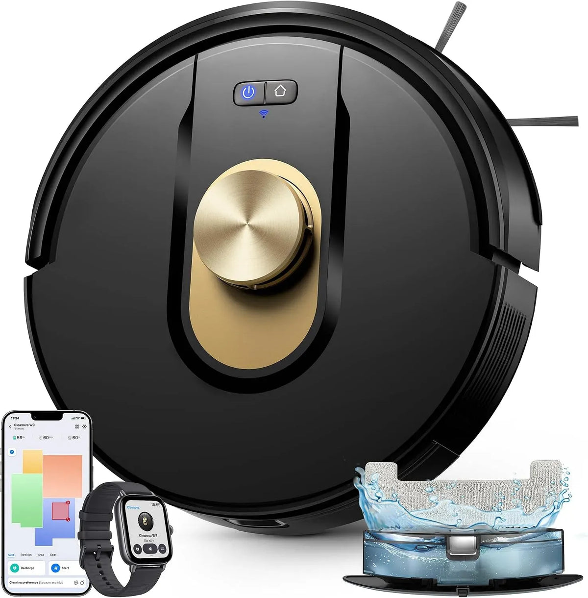 Saugroboter 180Min, 50 dB, leise, 8000Pa Staubsauger Roboter, 50dB Leiser Roboterstaubsauger, App- und Sprachsteuerung für Böden Teppiche, 5 Karten