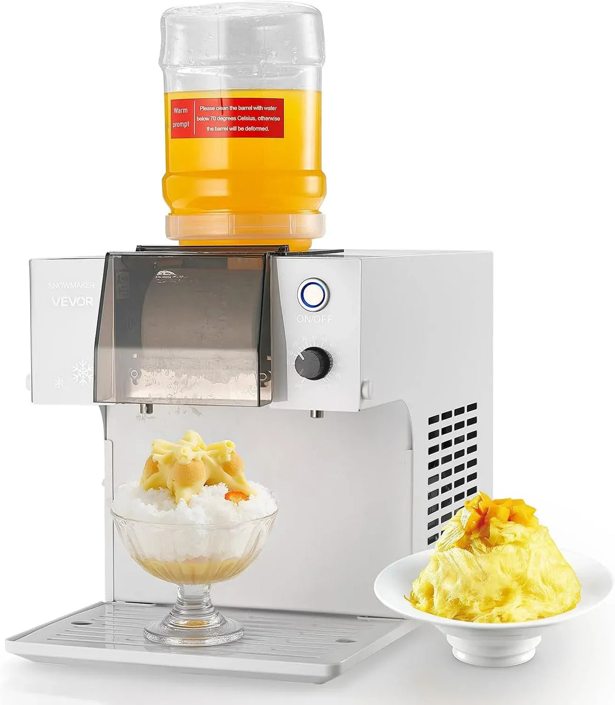 VEVOR Schneeflocken-Eismaschine, Eis-Rasiermaschine, Bingsu-Maschine, Eisrasierer, Speiseeismaschine, 1,8 L, 80 kg, Edelstahl
