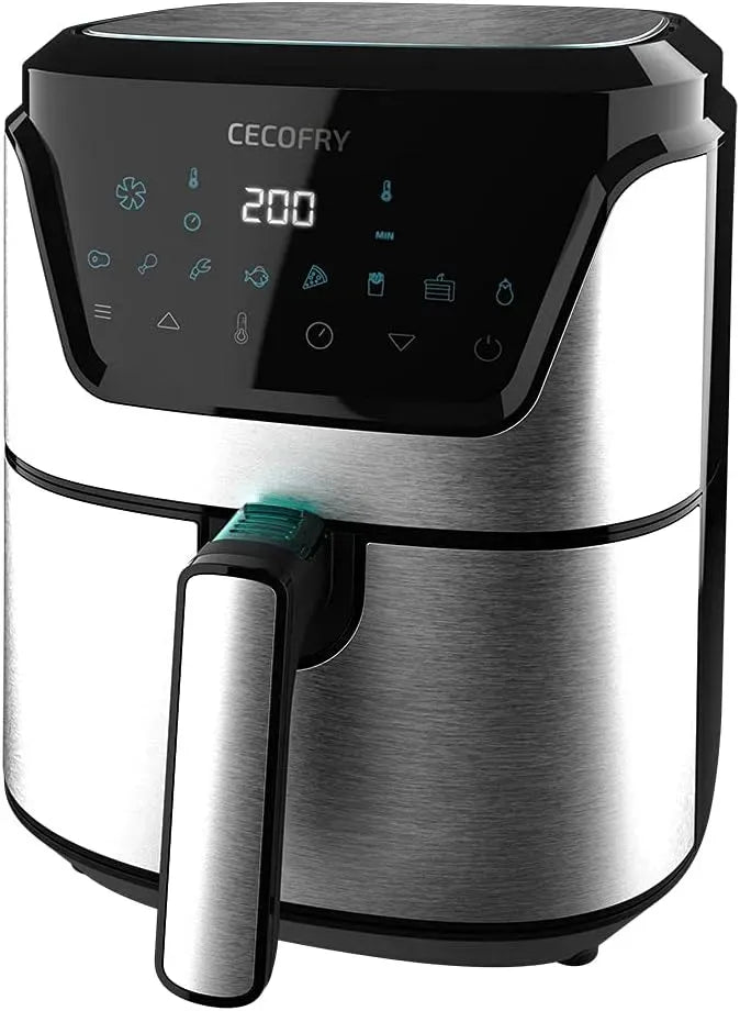 Cecotec Heißluftfritteuse, 3,5 L, 1500 W, Thermostat, Edelstahl, Thermostat und Einstellbare Zeit, Edelstahlausführung, 8 Modi