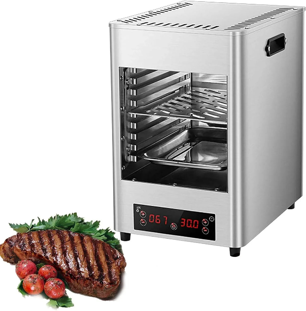 Heißluftfritteuse 8-Lagiger 0-30-Minuten-Timer, 220 V, Touch-Bedienung, Grill, LCD-Display, Elektrischer Steakgrill, Automatischer Steakgrill