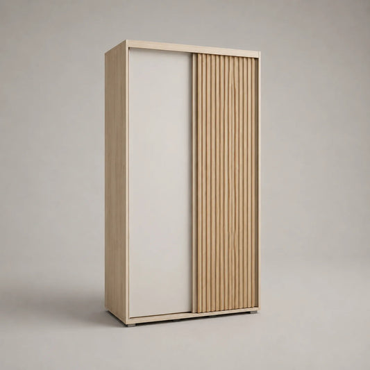 Kleiderschrank Holz mit Schiebetüren 200x120x60cm