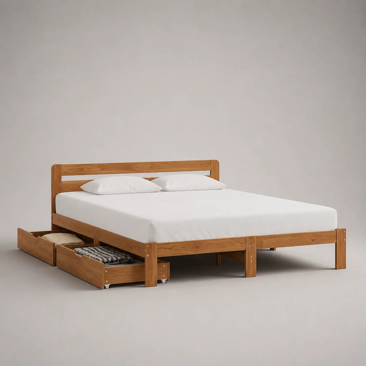 Holzbett mit Schubladen 200x180 cm Natur
