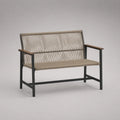 Gartenbank aus Metall und Polyesterseil, Beige, 120x60x85 cm