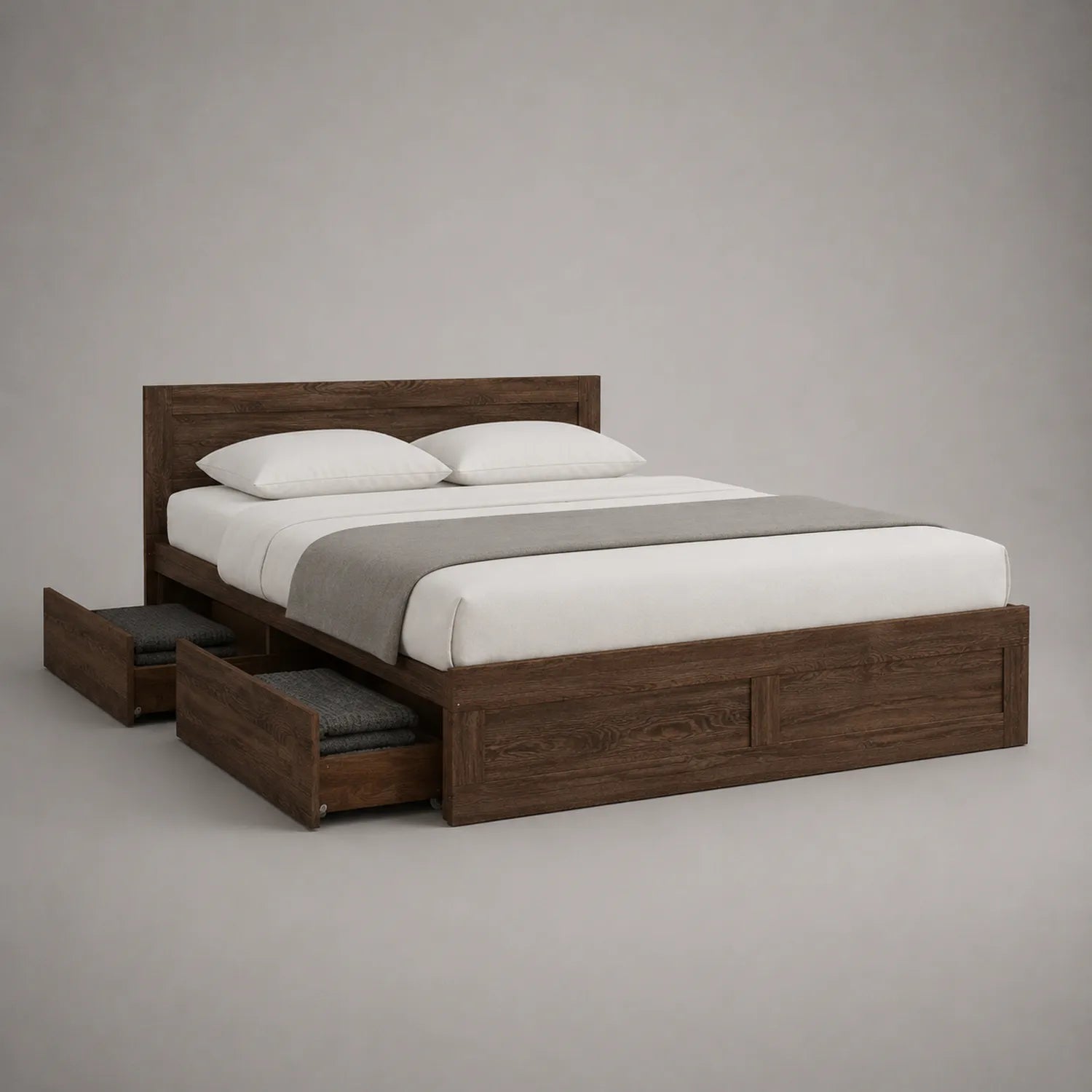Holz Doppelbett mit Stauraum Dunkelbraun 200x160 cm