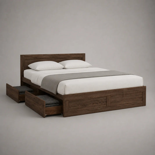 Holz Doppelbett mit Stauraum Dunkelbraun 200x160 cm