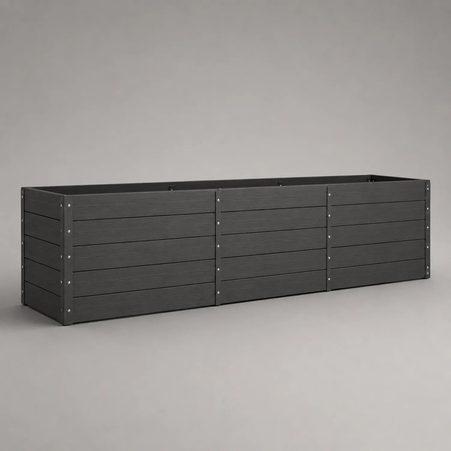 Rechteckiger Pflanzkübel aus Holzverbund, 200x50x50 cm, Dunkelgrau