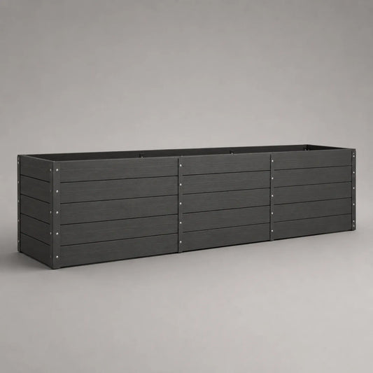 Rechteckiger Pflanzkübel aus Holzverbund, 200x50x50 cm, Dunkelgrau