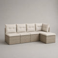 5-teiliges Garten-Ecksofa aus Rattan mit Kissen Beige