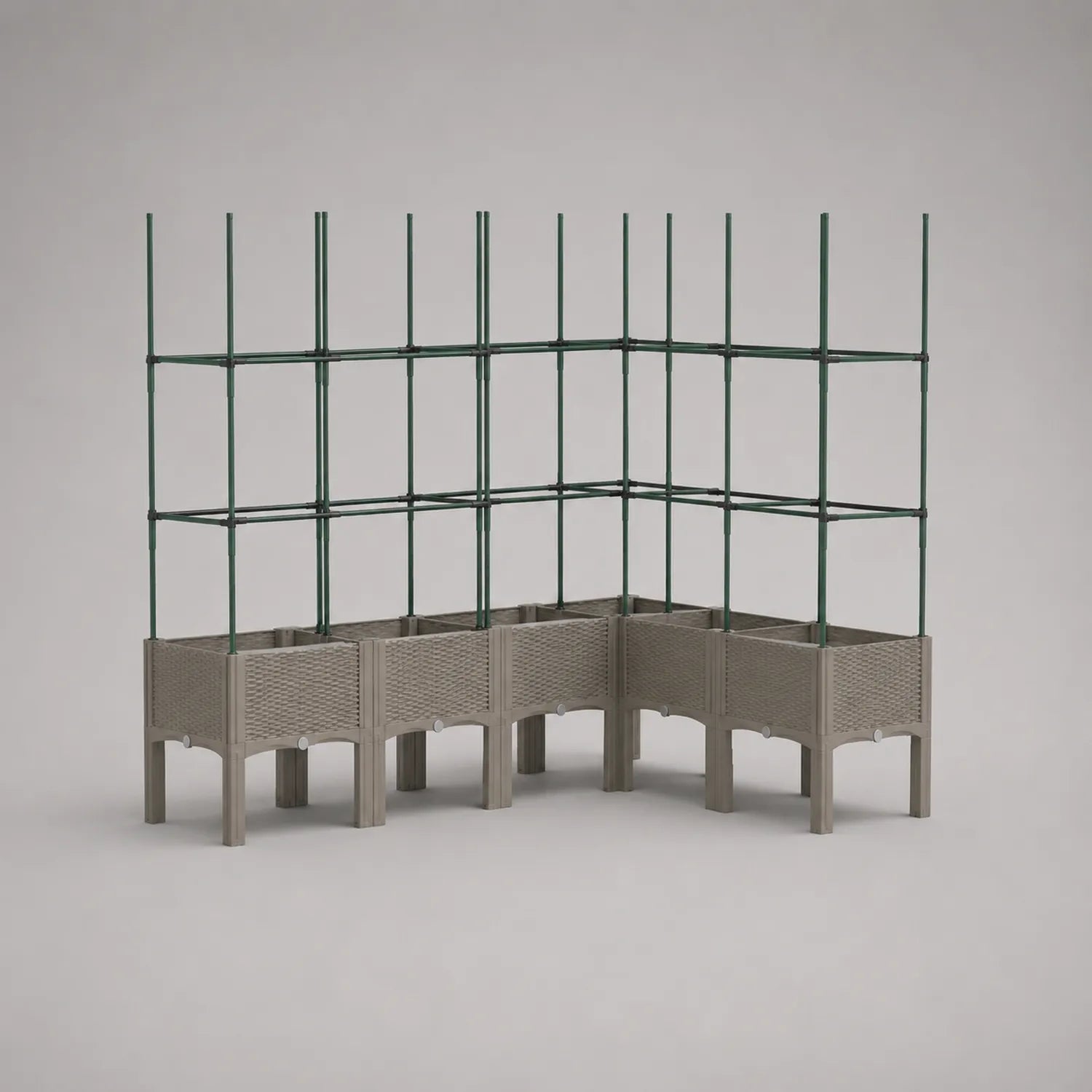 Kunststoff Garten Pflanzkasten Set mit Rankgitter 190x78x150 cm Polypropylen Grau/Grün