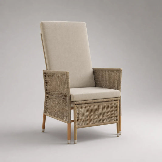 Polyrattan Sessel mit Polyesterkissen in Beige und Naturbraun 120 cm