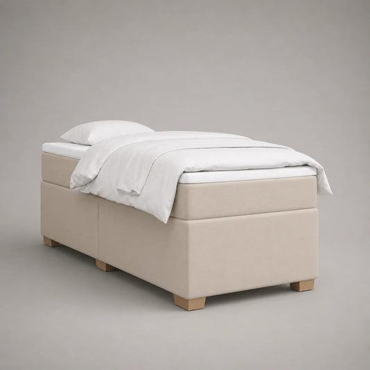 Einzelbett aus Holz mit Polsterung Beige 200x100 cm