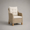 Gartensessel aus Polyrattan beige mit Textilgewebe Kissen