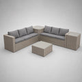 Polyrattan Ecksofa Set mit Tisch Hellgrau