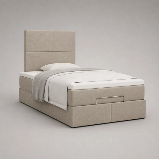 Beige Boxspringbett mit Stauraum 200x90 cm