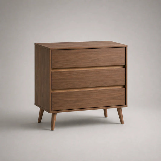 Holzkommode mit 3 Schubladen aus Nussbaum