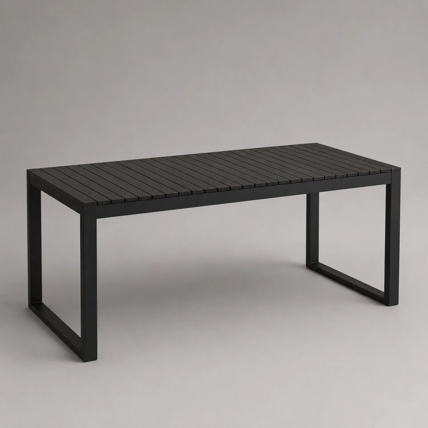 Gartentisch Aluminium und Kunststoff Schwarz Rechteckig 200x100x75 cm