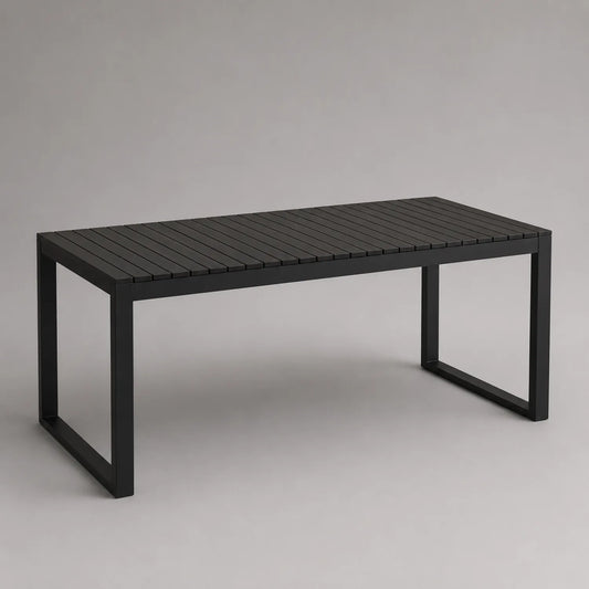 Gartentisch Aluminium und Kunststoff Schwarz Rechteckig 200x100x75 cm
