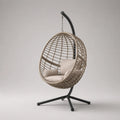 Hängesessel aus Polyrattan und Metall mit Kissen, Beige