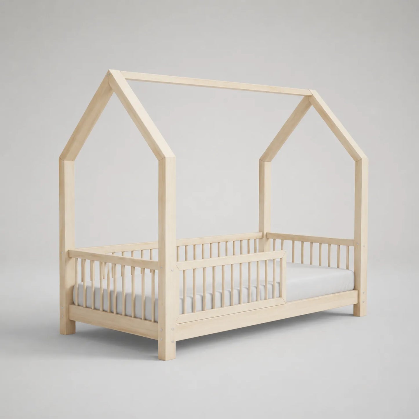 Kinderhausbett aus Kiefernholz, Natur, 200x90 cm