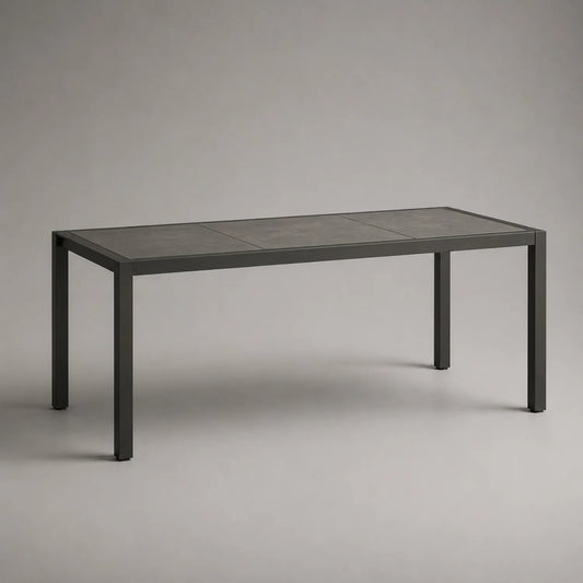 Metalltisch rechteckig 220x90 cm Aluminium Keramik Anthrazit