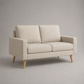 2-Sitzer Sofa Leinen Beige Holzbeine 150cm