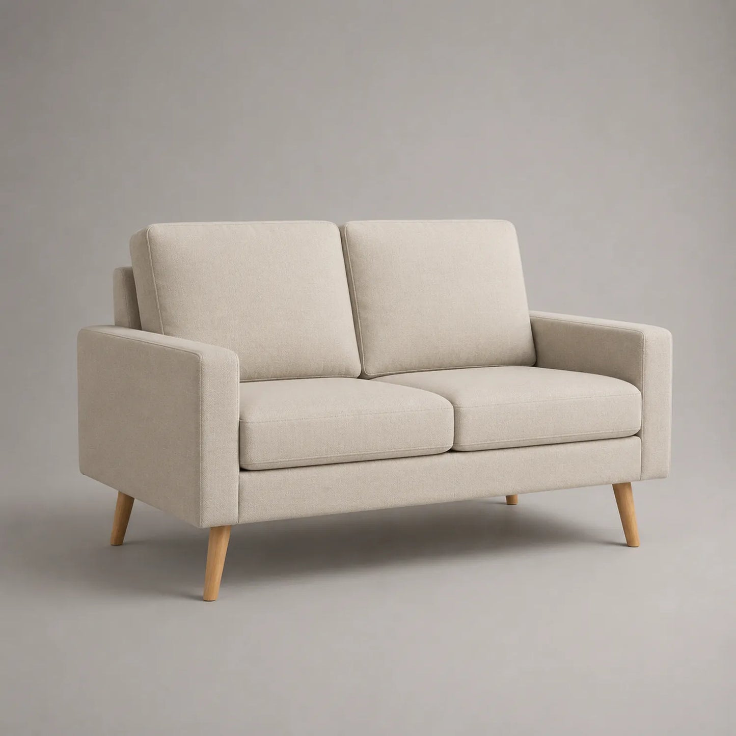 2-Sitzer Sofa Leinen Beige Holzbeine 150cm