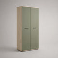 Holz Kleiderschrank mit zwei MDF-Türen, Grün, 200cm Höhe