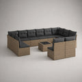 9-teiliges Gartensofa Set aus Polyrattan mit grauen Kissen