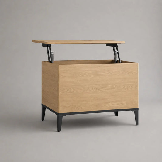 Holz Couchtisch mit Hebemechanismus Eichenfurnier/Schwarz