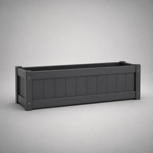 Rechteckiger Kunststoff Pflanzkasten Anthrazit 100x30x25 cm