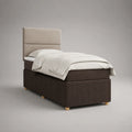 Einzelbett mit Textilkopfteil Braun Beige 200x90 cm