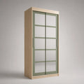 Kleiderschrank mit Schiebetüren aus Glas und Holz in Eiche/Hellgrün 200x100x60cm