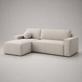 Ecksofa mit Ottomane Stoff Beige 250x160x80cm