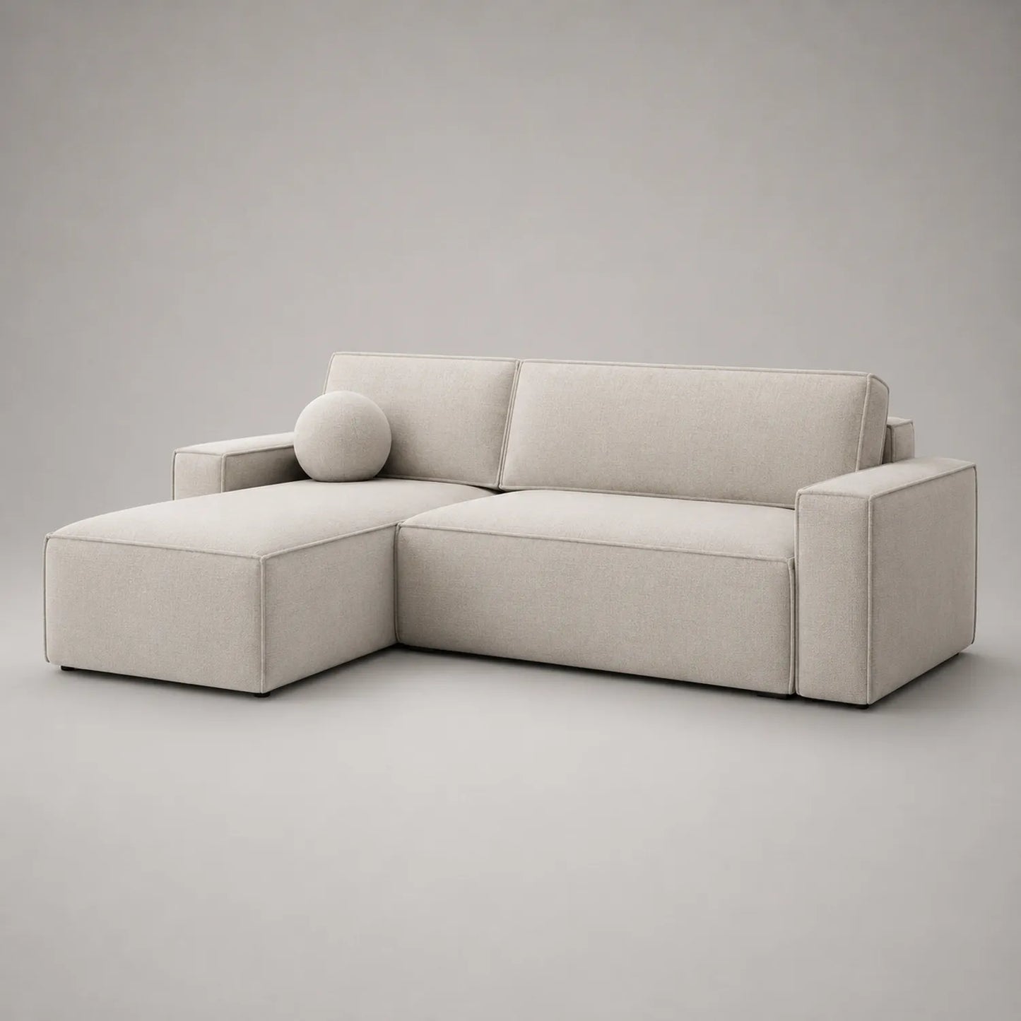 Ecksofa mit Ottomane Stoff Beige 250x160x80cm