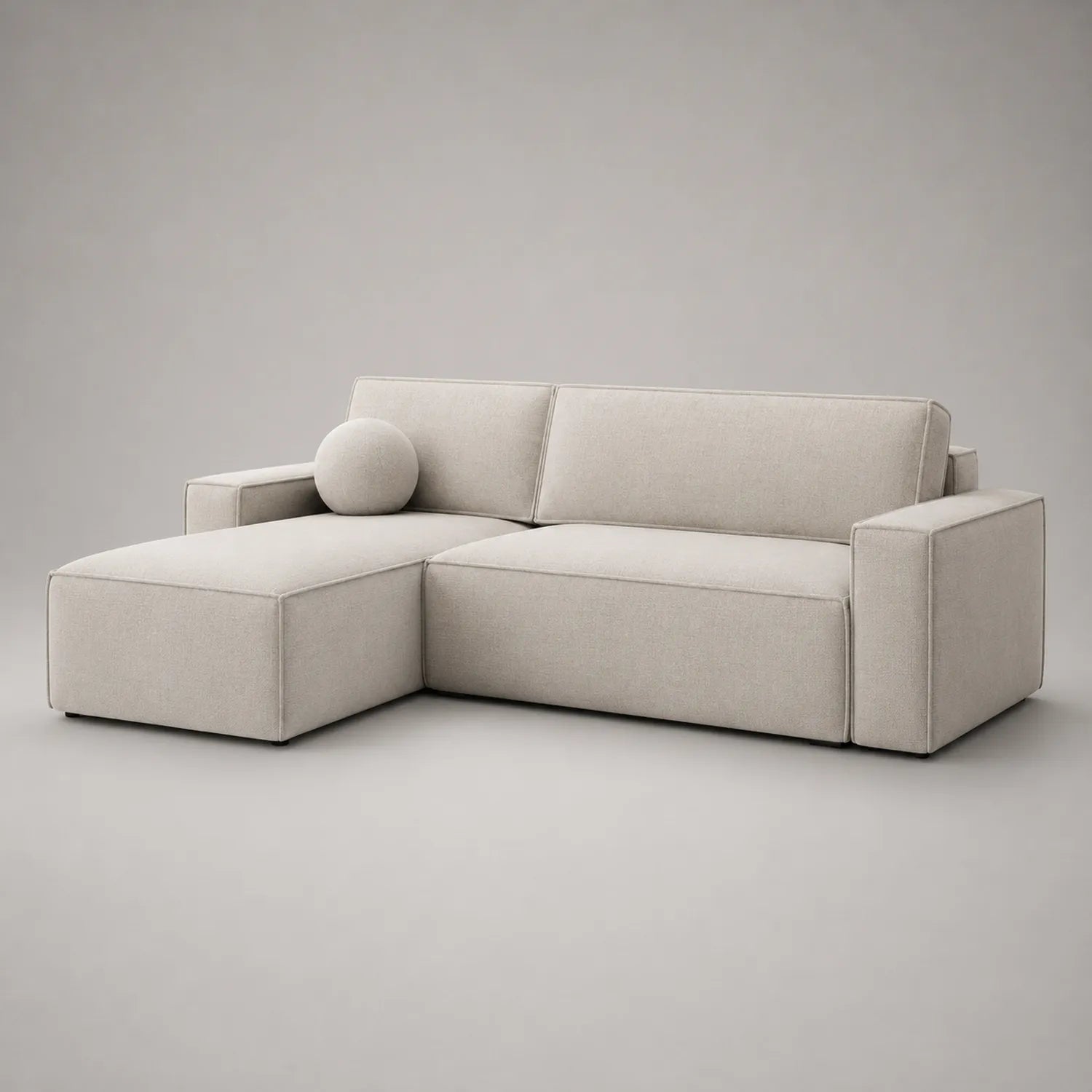 Ecksofa mit Ottomane Stoff Beige 250x160x80cm